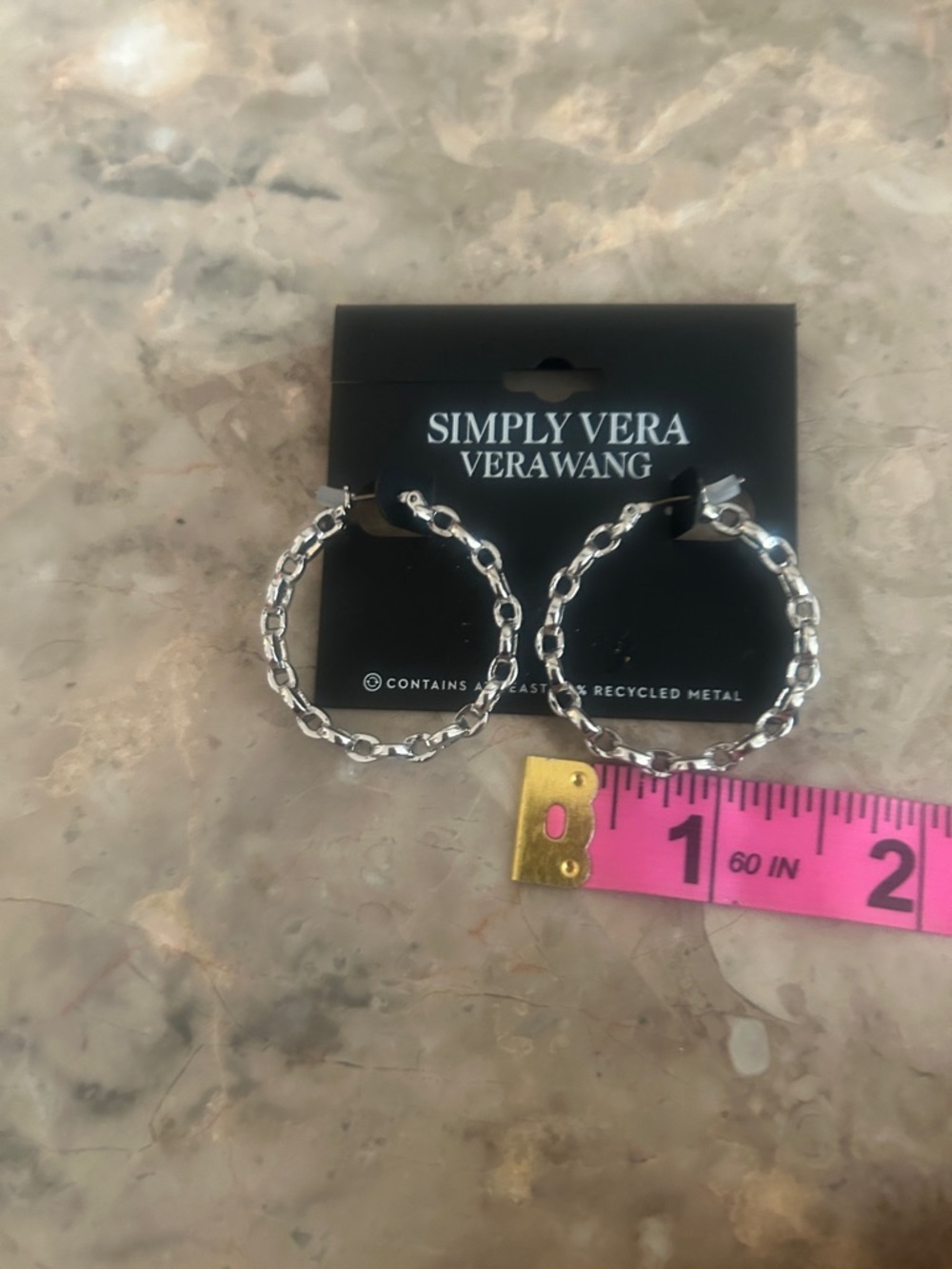 Simply Vera Vera Wang Polished Silver Chain-Link Hoop Earrings - Picture 7 of 7